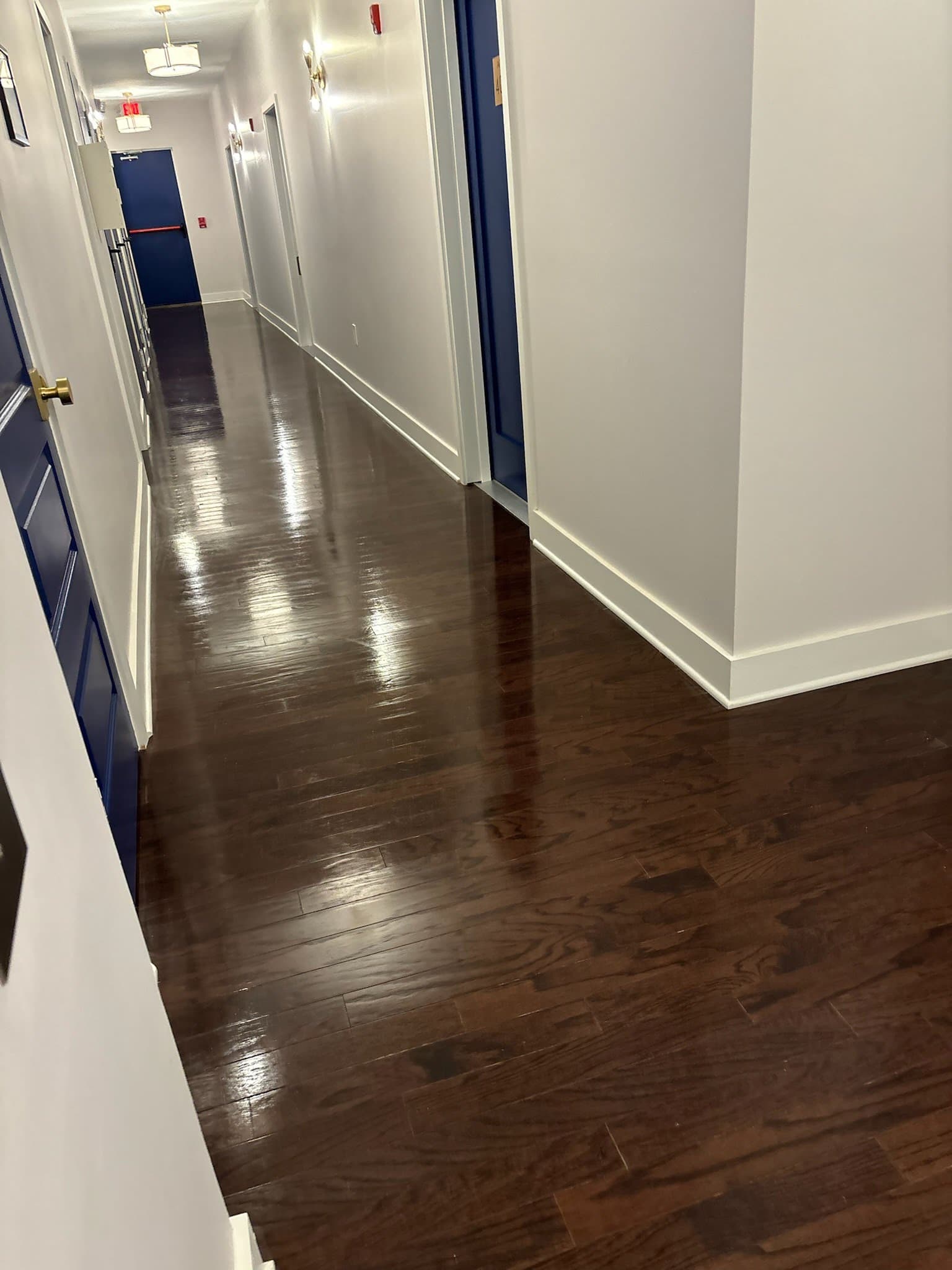 Polished hallway in a commercial facility maintained by Horton Enterprise